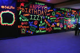 Neon Paint Graffiti Wall Black Light Glow Birthday Party