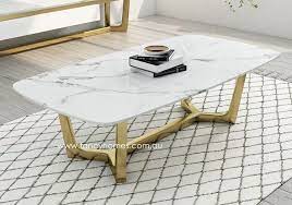Jacob Marble Top Coffee Table Gold Base