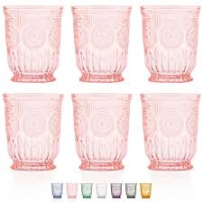 Pink Glass Cups Set Of 6 Pink Water