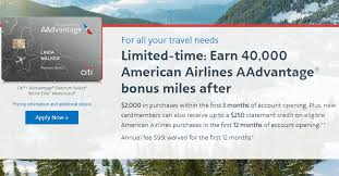 An american airlines flight discount if you spend at least $20,000 in the first year and renew your card for the second year. Citi Aadvantage Mastercard Get 40k Miles And 250 Credit Plus Get Matched To Better Offer Miles To Memories