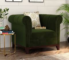 1 Seater Sofa Velvet Dark Olive Green