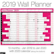 2019 Calendar Planner Yearly Annual Wall Chart B3 Size Free 2 Year Desk Calender Ebay