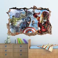 3d Marvel Avengers Hole In Wall Sticker