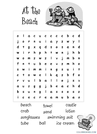 Beach rest color icons set. Word Searches Coloring Pages Educational At The Beach Summer Puzle 2020 2083 Coloring4free Coloring4free Com