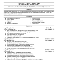 Emory college staff selfevaluation memo date:. Best Legal Receptionist Resume Example Livecareer