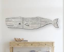 Large Wooden Whale Wall Art Old Wood