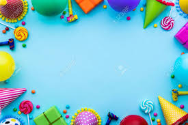 Birthday Party Background With Party Hats And Candy