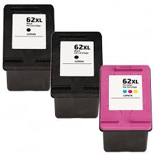Replacement Hp 62xl Combo Pack 3 Ink Cartridges 2x Black 1x Color High Yield