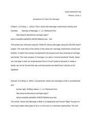 annotated bibliography   Same Sex Marriage   Homosexuality Adomus