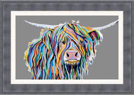 Colourful Highland Cow Framed Picture