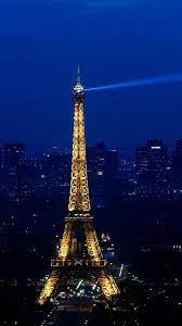 Paris Eiffel Tower With Blue Light On