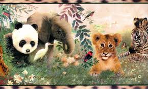 Baby Animals Safari Wallpaper Border
