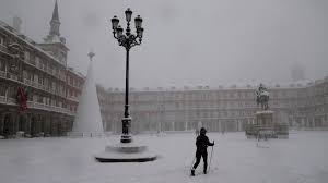 People walk through heavy snow in #madrid on january 9, a day after snowstorms caused chaos the snow blocked roads, particularly in the centre of the country, with madrid seeing its heaviest. Blizzard Kills 4 Brings Much Of Spain To A Standstill Ctv News