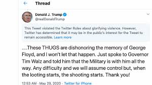 You think donald trump knows how to switch accounts on twitter? Twitter Adds Glorifying Violence Warning To Trump Tweet Abc News
