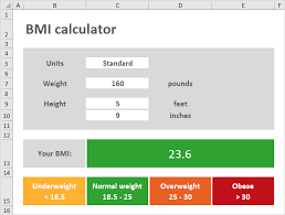Bmi Calculator In Excel Easy Tutorial