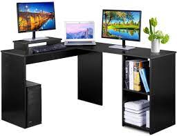 A gaming corner desk requires a whole lot more than a desktop and a shelf. Dosleeps Computer Desk Angle L Large Corner Pc Laptop Desk Study Table Workstation Gaming Desk For Home And Office Small Space Black Wood Grain Amazon De Kuche Haushalt