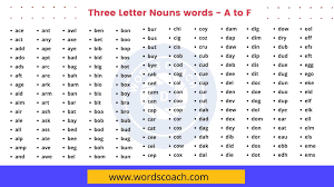 three letter nouns words word coach
