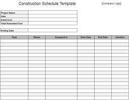 construction schedule templates