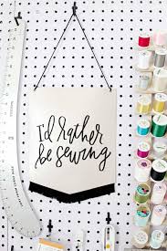 diy leather banners with sewing sayings