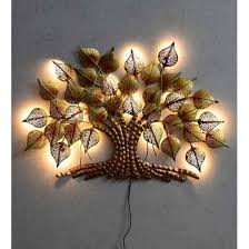 Piple Tree With Led Light Metal Wall Art