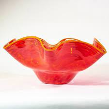 Extra Large Blown Glass Bowl Red