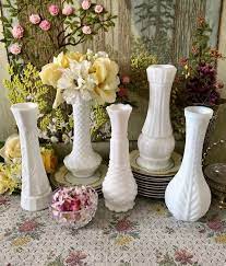 Milk Glass Vase Decor Vase For Flowers