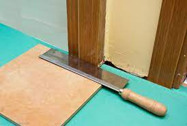 how to cut tile around door jamb