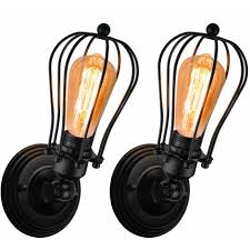 2pcs Country Style Wall Lamp Metal Cage