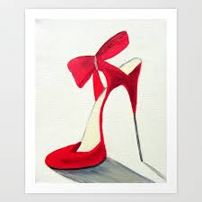 Red High Heel Shoe Art Print By Shelia