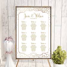 Custom Gold Confetti Wedding Seating Chart Wc113