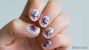 fourth of july fireworks nail design