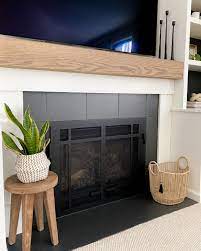 painting the tiles fireplace makeover