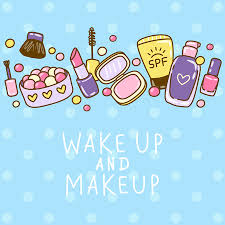 cute makeup border with cosmetics