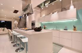 kitchen with a glass backsplash