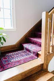 diy stair runner made with vine rugs