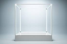 Empty Illuminated Glass Showcase