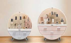 Ihuiniya Makeup Storage Organizer Box，Cosmetics storage display rack with  drawer，Waterproof, dustproof, elegant display cabinet，Suitable for bathroom  countertop, bedroom dresser (Medium Gray) : Amazon.ca: Beauty & Personal  Care