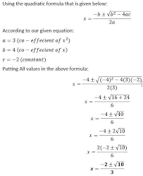 The Quadratic Formula X Equals