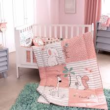 Cute Animals Baby Girls Crib Bedding