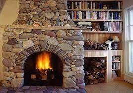 river rock fireplaces