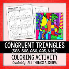 This activity is great for remediation and add right triangles to the opposite side of each of those squares. Congruent Triangles Coloring Activity Dinosaur Answer Coloring Walls