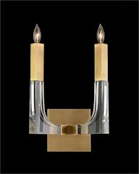 Acrylic And Brass Two Light Wall Sconce