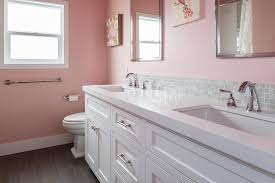 Pink Girls Bathroom With Gray Glass