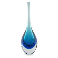 Blue Art Glass Murano Inspired Vase