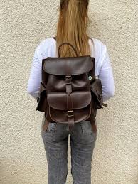 Deep Brown Leather Backpack Leather