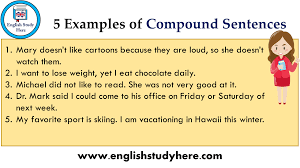 5 exles of compound sentences