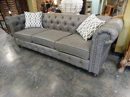 sofa gray linen chesterfield tufted