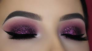 purple mauve glitter eye makeup