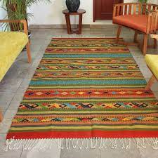 handwoven multicolor zapotec wool rug