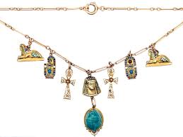 art deco 9ct gold enamel egyptian